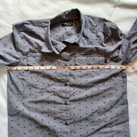 EUC United by Blue Bison Print Button Down Sport Shirt Long Sleeve Gray Size M - Picture 9 of 11
